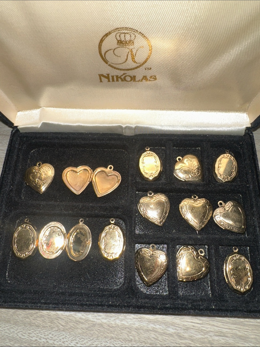 Nikolas Gold Tone Heart & Oval Locket Charms Set
